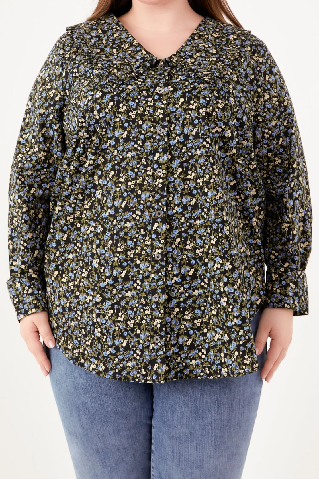 english_factory__floral_c_0-1.webp ENGLISH FACTORY Shirts & Blouses | Tops*- Floral Collar Detail Shirt