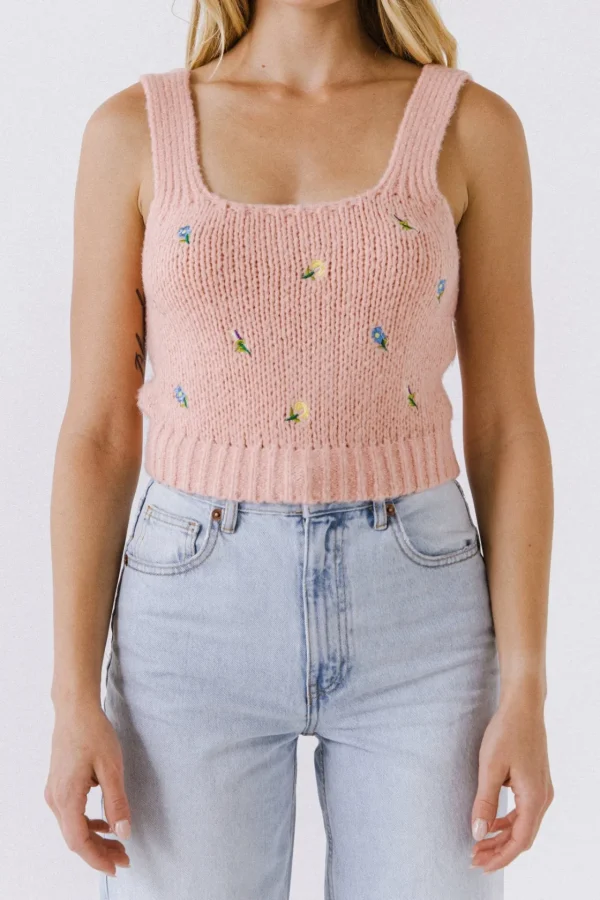 ENGLISH FACTORY Sweaters & Knits | Tops*- Floral Embroidered Knit Top