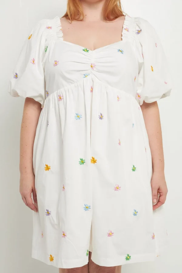 ENGLISH FACTORY White Dresses | Tops*- Floral Embroidery Babydoll Dress WHITE