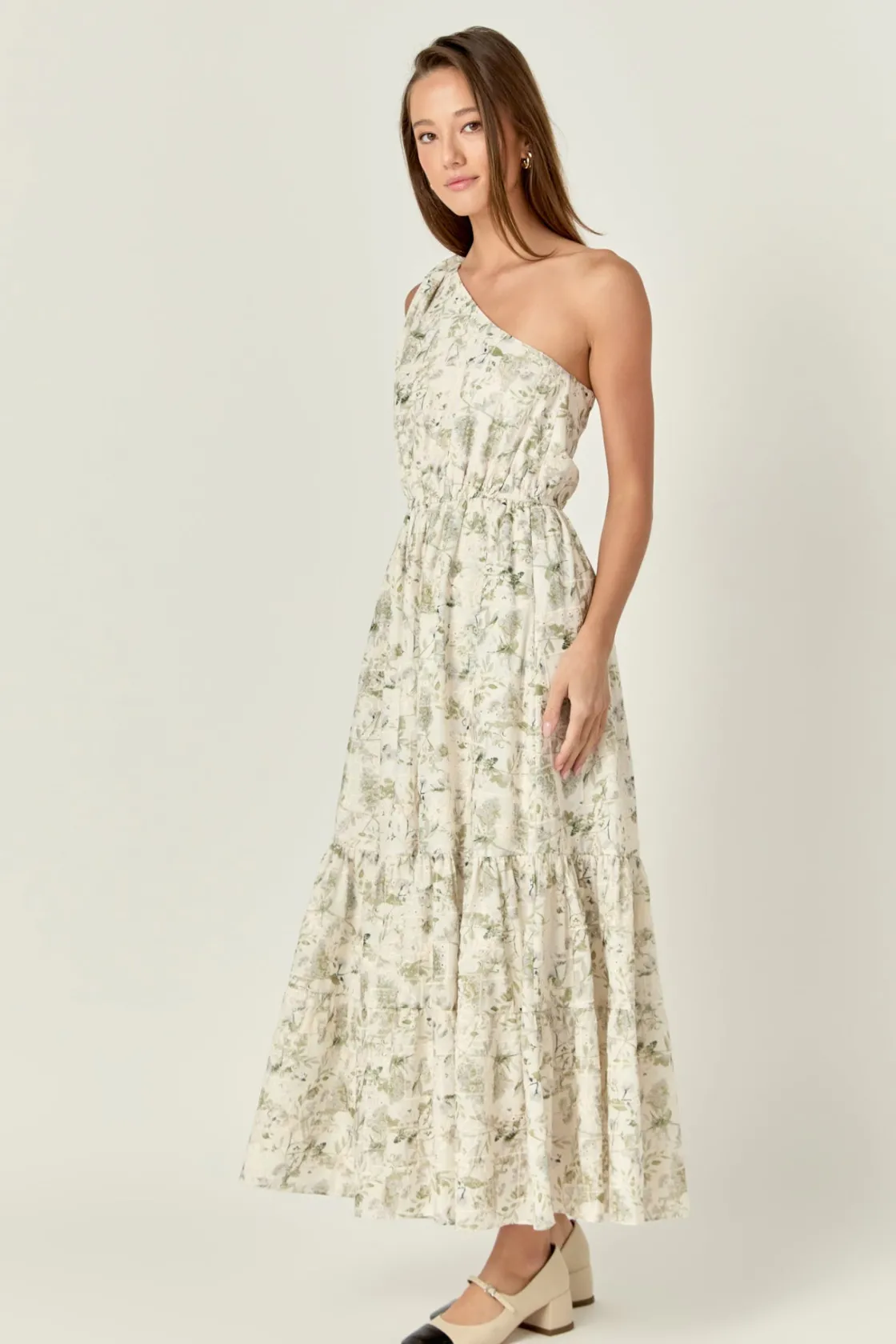 english_factory__floral_e_1-3.webp ENGLISH FACTORY Floral Dresses | Tops*- Floral Embroidery One Shoulder Maxi Dress GREENMULTI