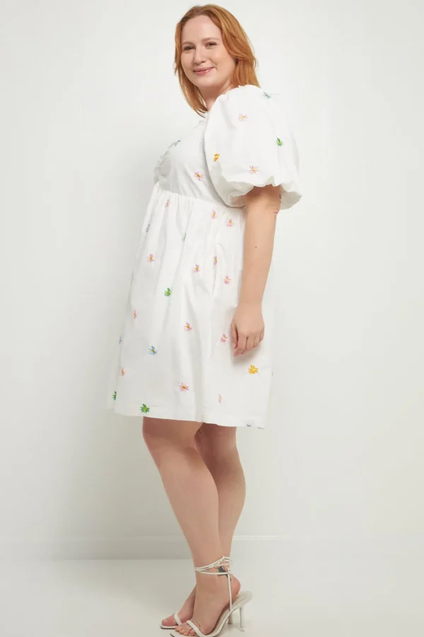 ENGLISH FACTORY White Dresses | Tops*- Floral Embroidery Babydoll Dress WHITE