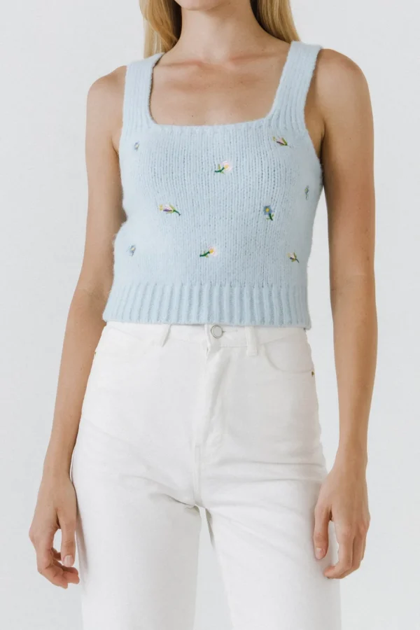 ENGLISH FACTORY Sweaters & Knits | Tops*- Floral Embroidered Knit Top