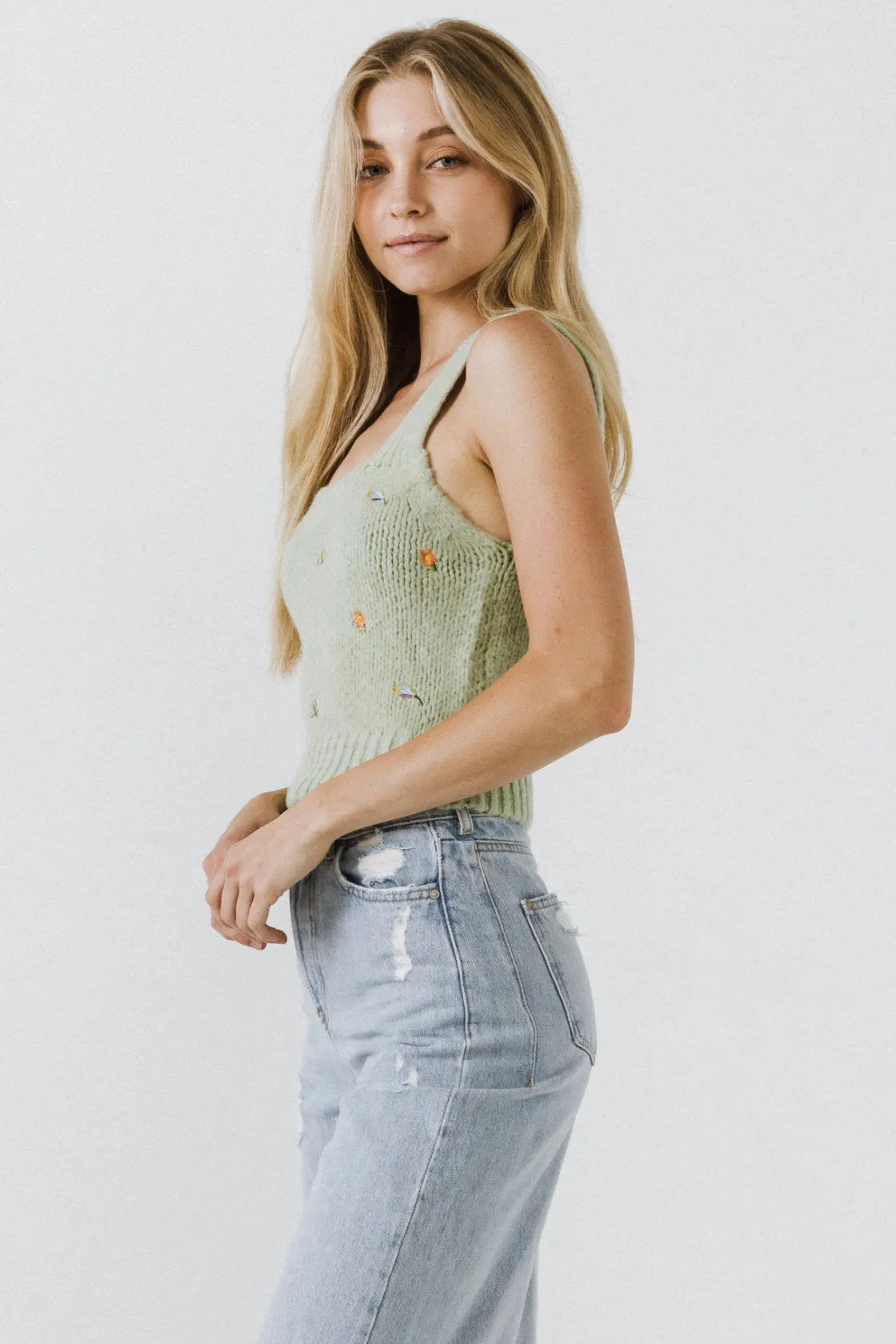 english_factory__floral_e_16.webp ENGLISH FACTORY Sweaters & Knits | Tops*- Floral Embroidered Knit Top