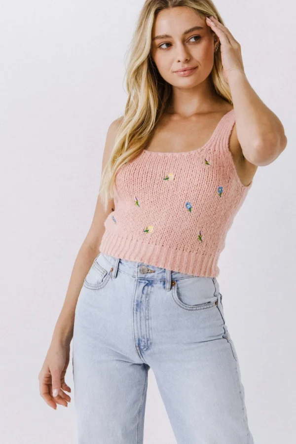 ENGLISH FACTORY Sweaters & Knits | Tops*- Floral Embroidered Knit Top