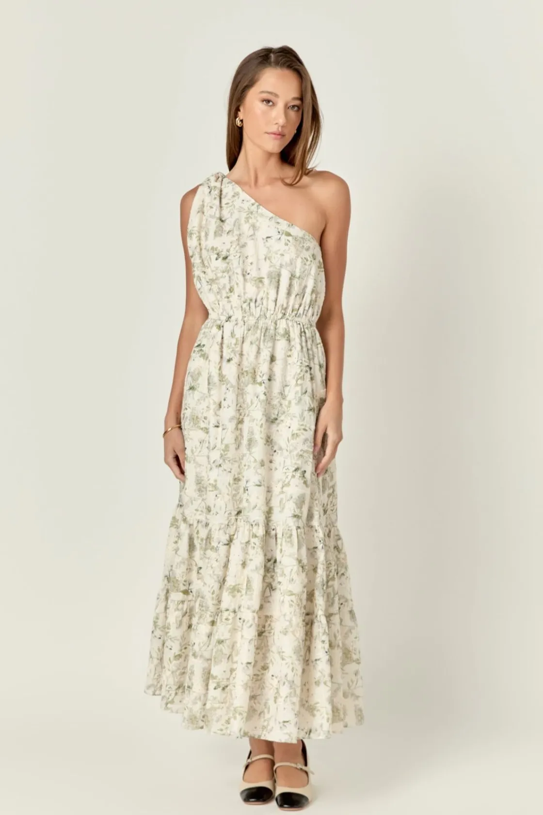 english_factory__floral_e_3-2.webp ENGLISH FACTORY Floral Dresses | Tops*- Floral Embroidery One Shoulder Maxi Dress GREENMULTI