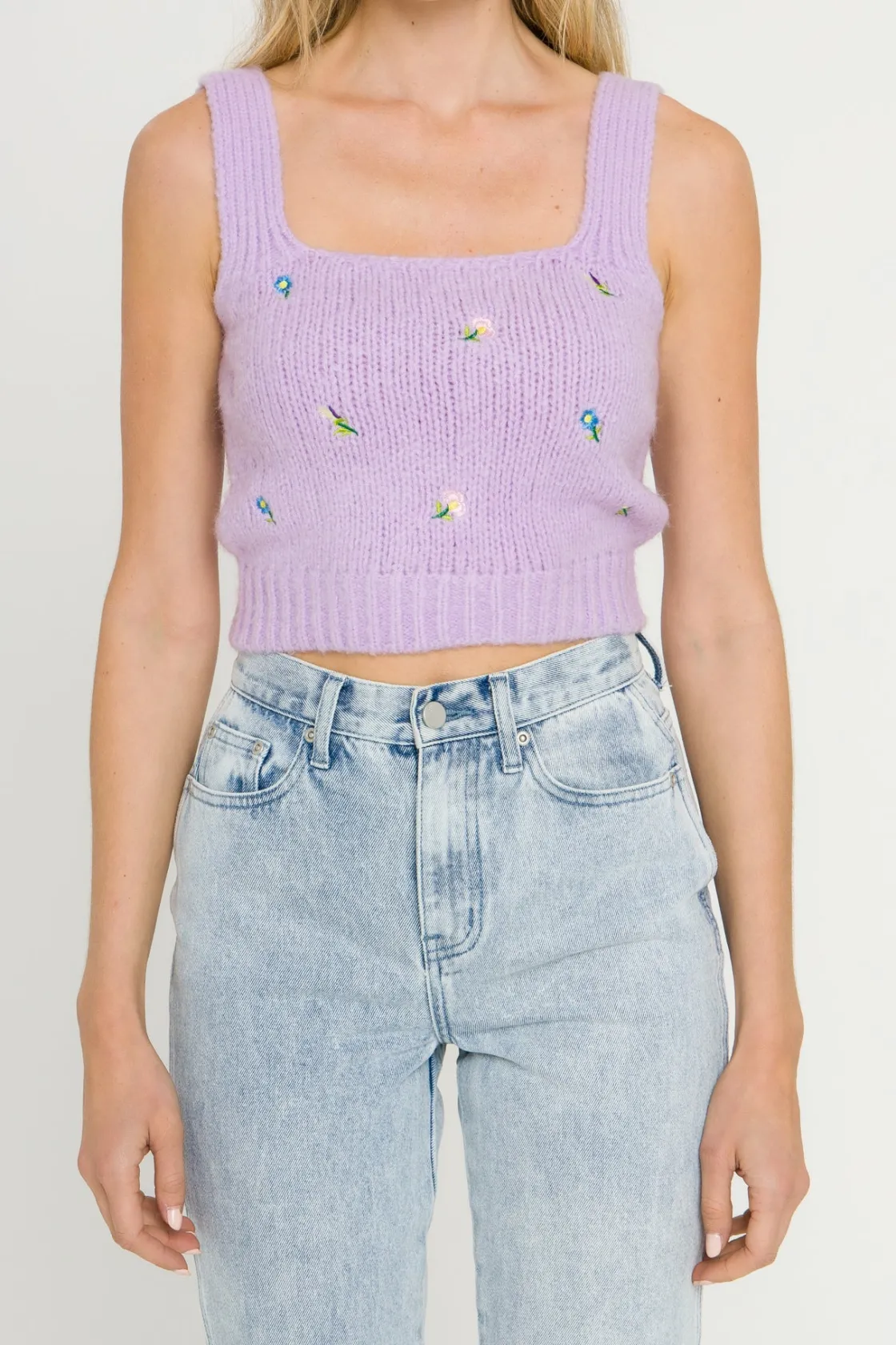 english_factory__floral_e_5.webp ENGLISH FACTORY Sweaters & Knits | Tops*- Floral Embroidered Knit Top