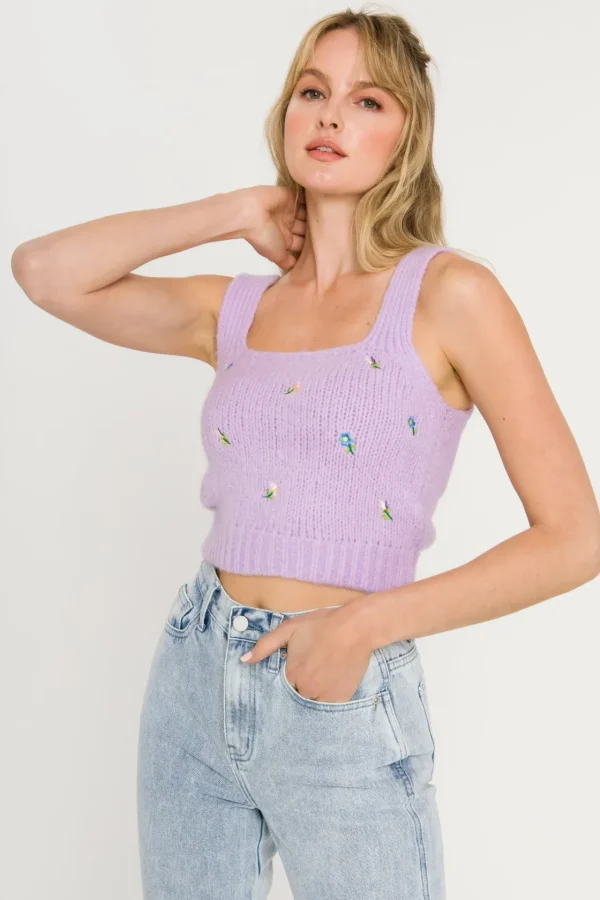 ENGLISH FACTORY Sweaters & Knits | Tops*- Floral Embroidered Knit Top