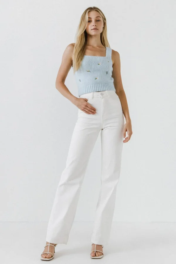 ENGLISH FACTORY Sweaters & Knits | Tops*- Floral Embroidered Knit Top