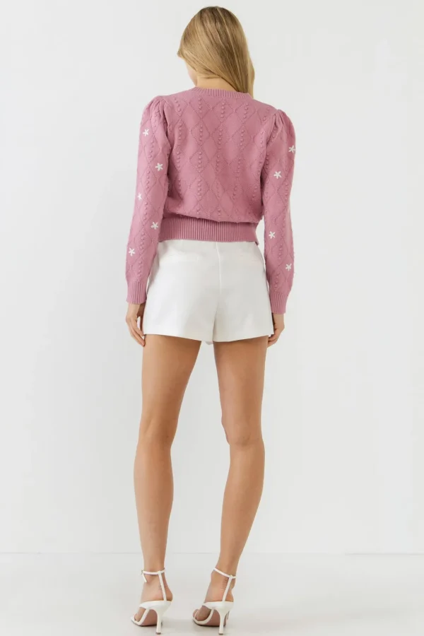ENGLISH FACTORY Sweaters & Knits*- Floral Handmade Embroidery Long Sleeve Sweater