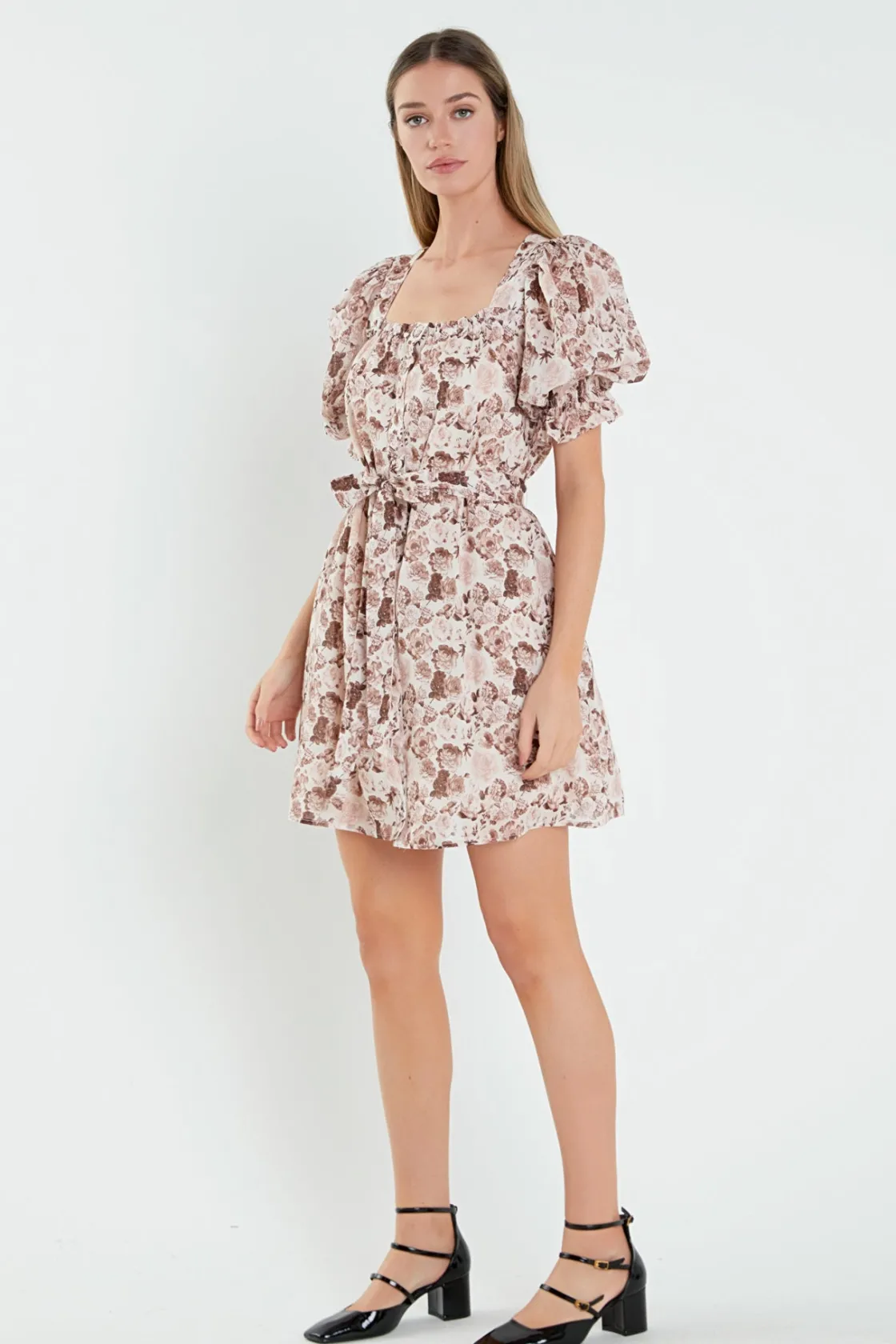 english_factory__floral_l_2.webp ENGLISH FACTORY Floral Dresses | Tops*- Floral Linen Mini Dress with Tie MULTI