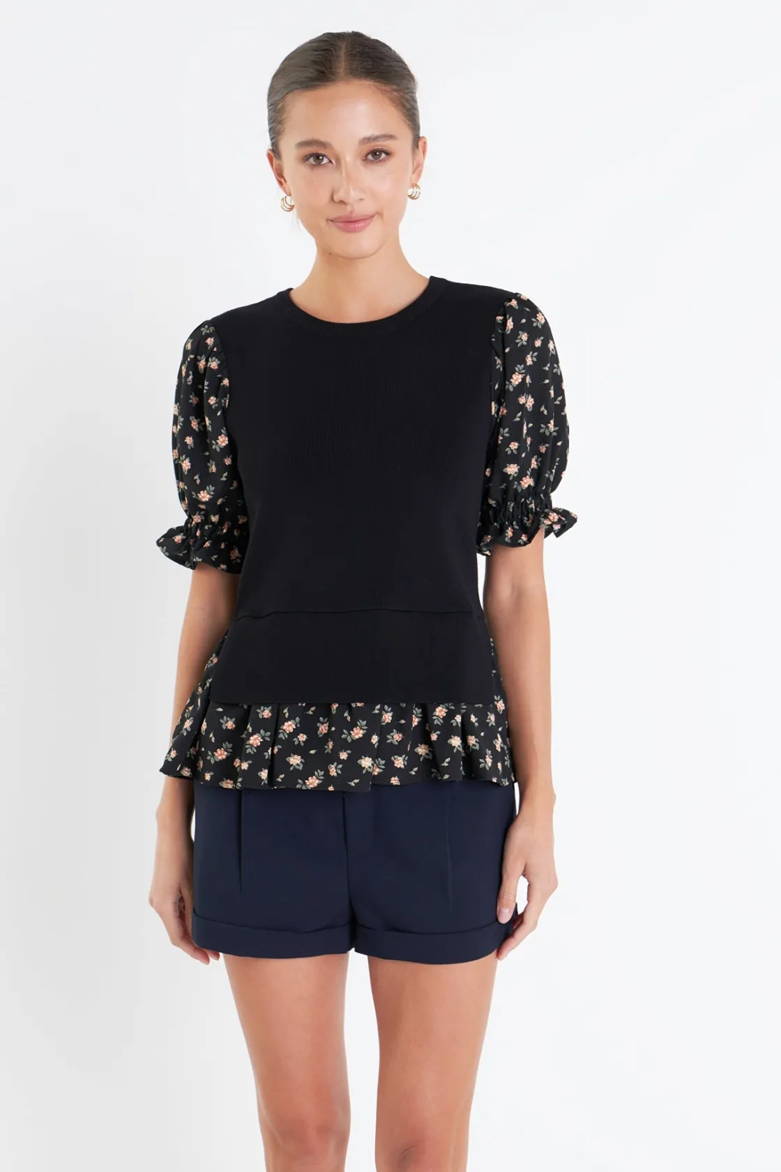 english_factory__floral_m_3-2.webp ENGLISH FACTORY Tops*- Floral Mixed Knit Top BLACKMULTI