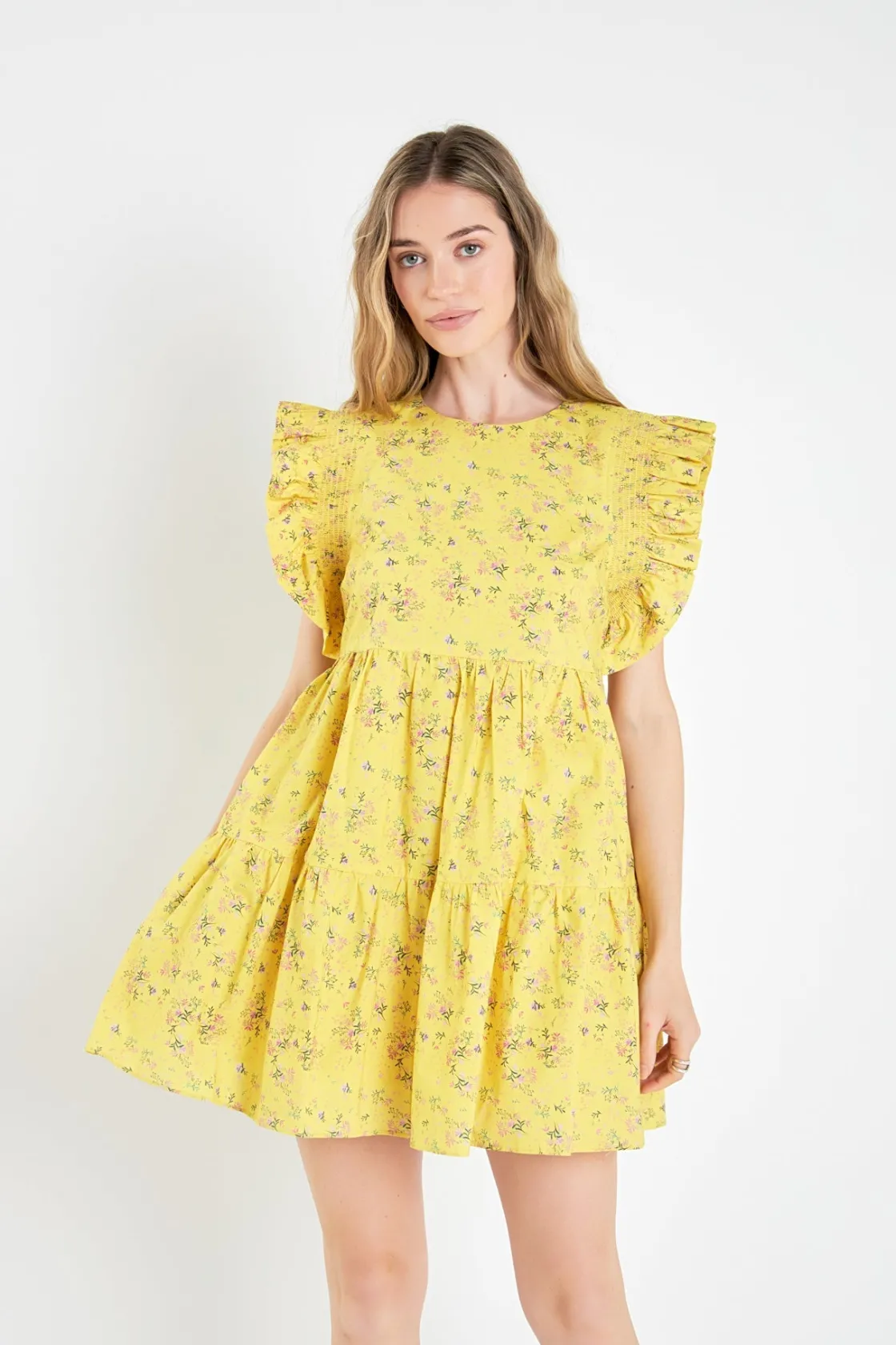 english_factory__floral_m_3.webp ENGLISH FACTORY Tops*- Floral Mini Dress with Smocking detail YELLOW