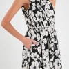 ENGLISH FACTORY Floral Dresses*- Floral One Shoulder Long Dress BLACK
