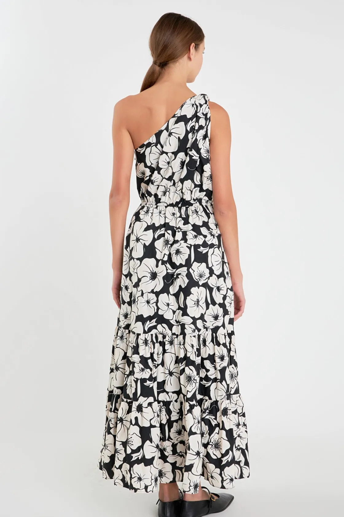 english_factory__floral_o_2-1.webp ENGLISH FACTORY Floral Dresses*- Floral One Shoulder Long Dress BLACK