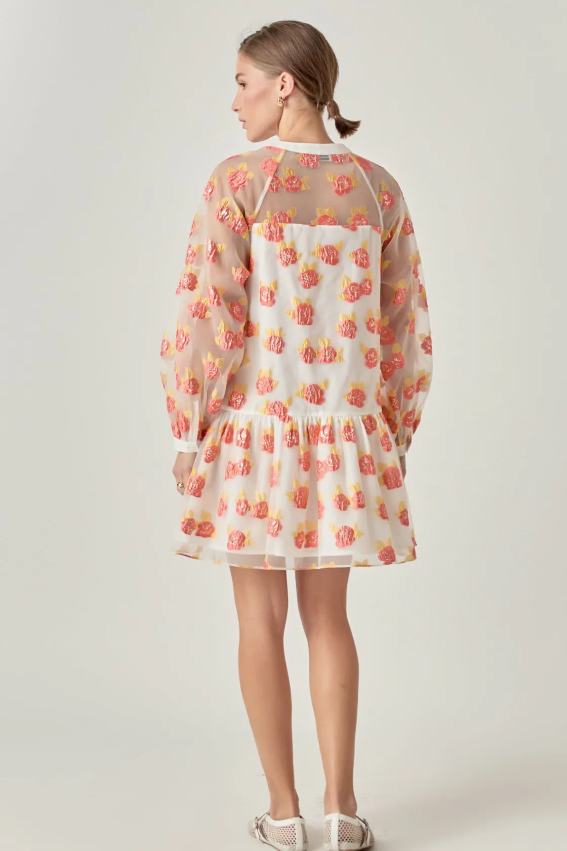 english_factory__floral_o_2.webp ENGLISH FACTORY Tops*- Floral Organza Buttoned Mini Dress