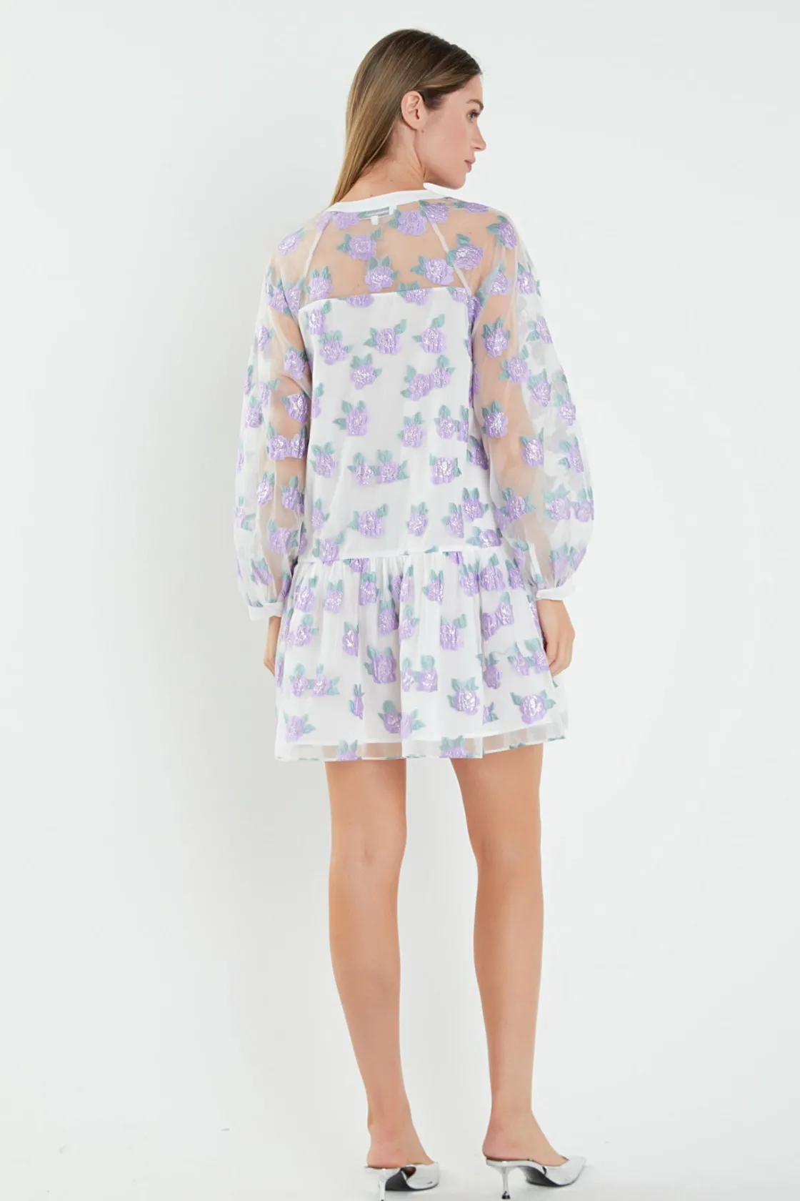 english_factory__floral_o_7.webp ENGLISH FACTORY Tops*- Floral Organza Buttoned Mini Dress
