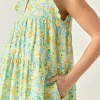 ENGLISH FACTORY Tops*- Floral Printed Babydoll V-Neck Mini Dress YELLOWMULTI