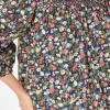 ENGLISH FACTORY Tops*- Floral Print Pintuck Detail Top NAVY