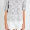 ENGLISH FACTORY Tops*- Floral Print Puff Sleeve Top MULTI