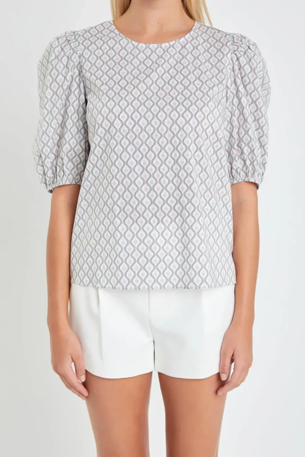 ENGLISH FACTORY Tops*- Floral Print Puff Sleeve Top MULTI