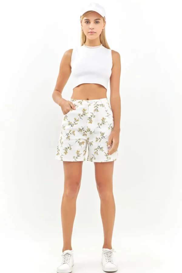 ENGLISH FACTORY Shorts & Skorts | Tops*- Floral Print Shorts WHITEMULTI