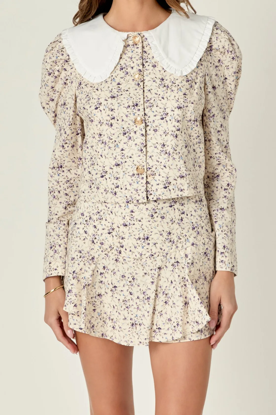 english_factory__floral_p_0-14.webp ENGLISH FACTORY Matching Sets | Tops*- Floral Print Puff Long Sleeve Top IVORYMULTI