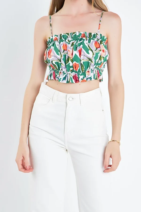 ENGLISH FACTORY Matching Sets | Tops*- Floral Print Cropped Top MULTI