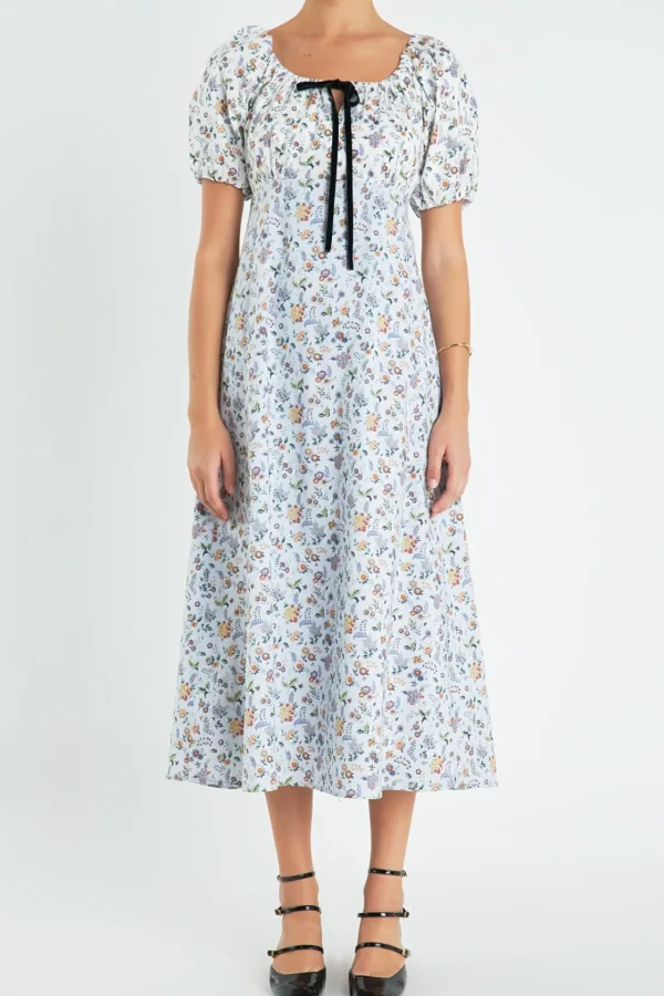 ENGLISH FACTORY Floral Dresses*- Floral Print Puff Sleeve Maxi Dress MULTI