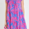 ENGLISH FACTORY Floral Dresses | Tops*- Floral Print Sleeveless Mini Dress BLUE/FUCHSIA