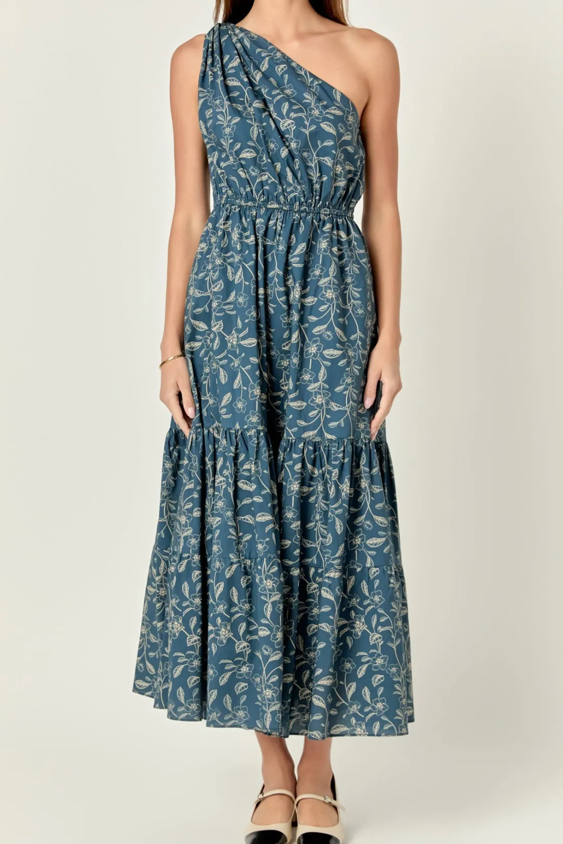 english_factory__floral_p_0-24.webp ENGLISH FACTORY Floral Dresses | Tops*- Floral Print One Shoulder Maxi Dress NAVY