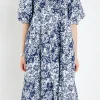 ENGLISH FACTORY Puff Sleeve | Floral Dresses*- Floral Print Midi Dress MULTI