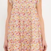 ENGLISH FACTORY Tops*- Floral Printed Babydoll Mini Dress WHITE/MULTI