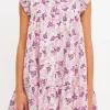 ENGLISH FACTORY Print Takeaway | Floral Dresses*- Floral Printed Babydoll Mini Dress PEONYPINK