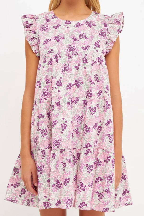 ENGLISH FACTORY Print Takeaway | Floral Dresses*- Floral Printed Babydoll Mini Dress PEONYPINK