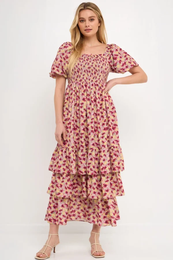 ENGLISH FACTORY Print Takeaway | Floral Dresses*- Floral Print Maxi Dress TAUPE