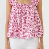 ENGLISH FACTORY Tops*- Floral Printed Ruffle Shoulder Tank Top PINKMULTI