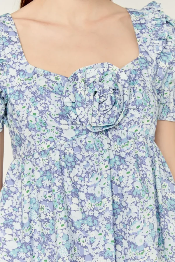 ENGLISH FACTORY Tops*- Floral Print Top With Flower BLUEMULTI