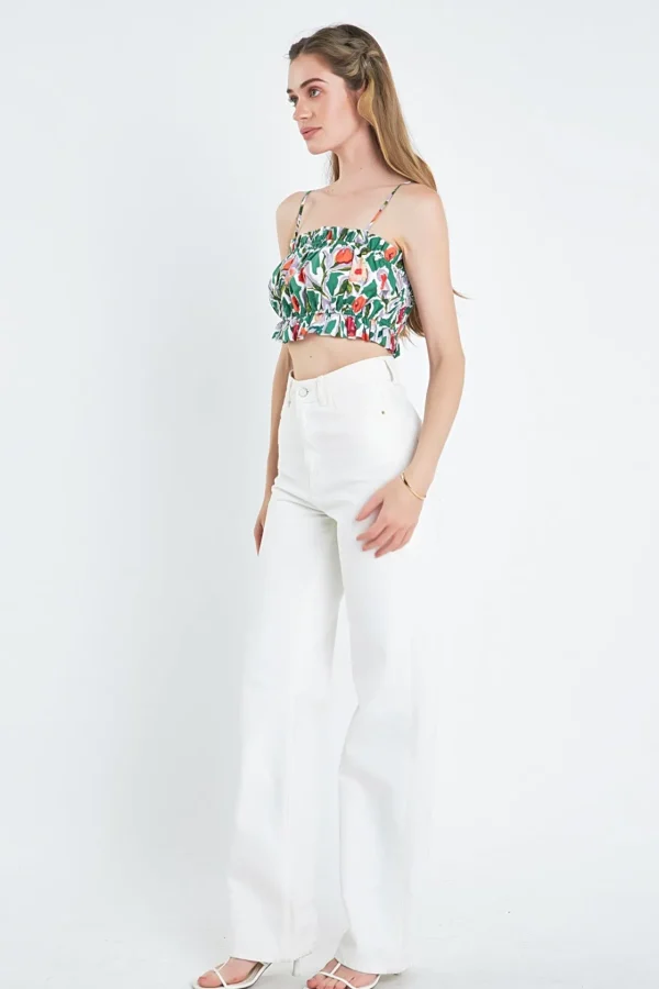 ENGLISH FACTORY Matching Sets | Tops*- Floral Print Cropped Top MULTI