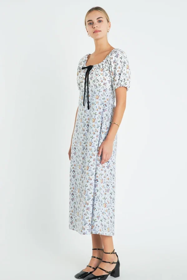 ENGLISH FACTORY Floral Dresses*- Floral Print Puff Sleeve Maxi Dress MULTI