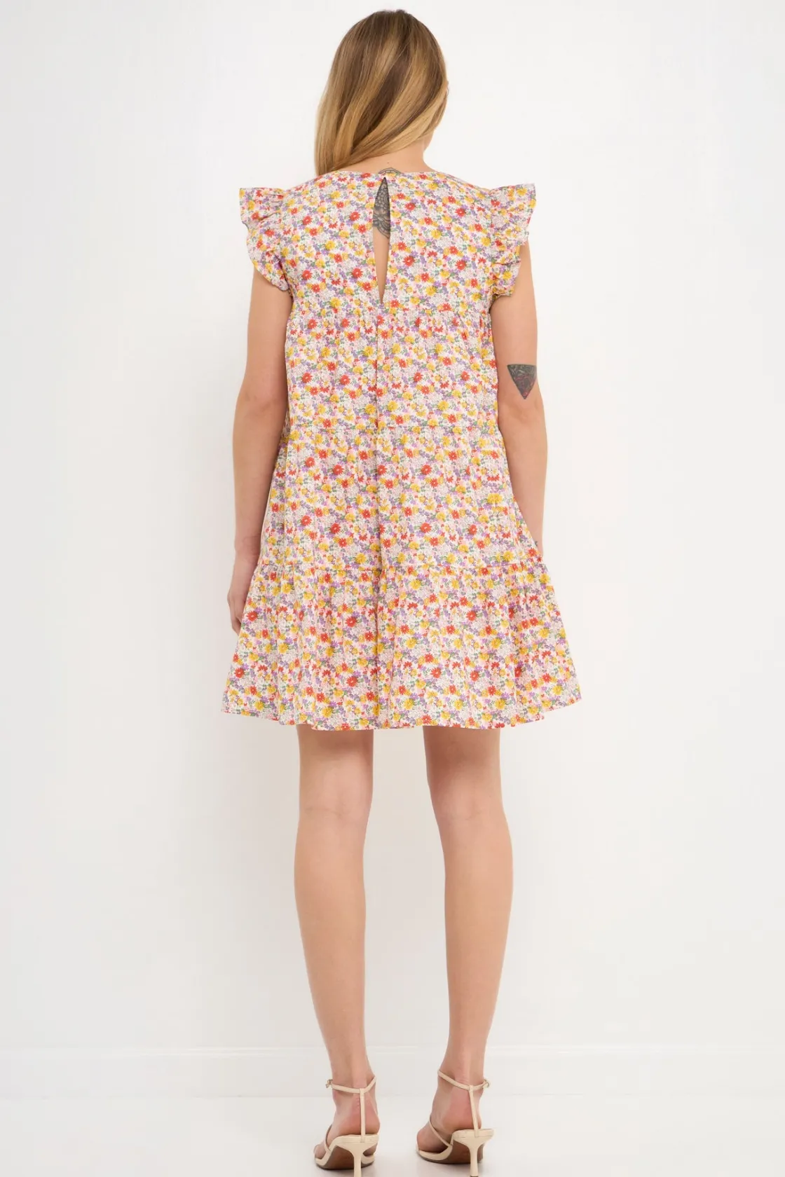 english_factory__floral_p_1-3.webp ENGLISH FACTORY Tops*- Floral Printed Babydoll Mini Dress WHITE/MULTI