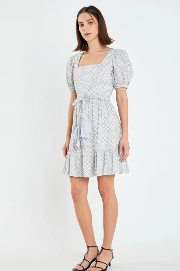 ENGLISH FACTORY Tops*- Floral Print Dress with Combo Braided Belt MULTI