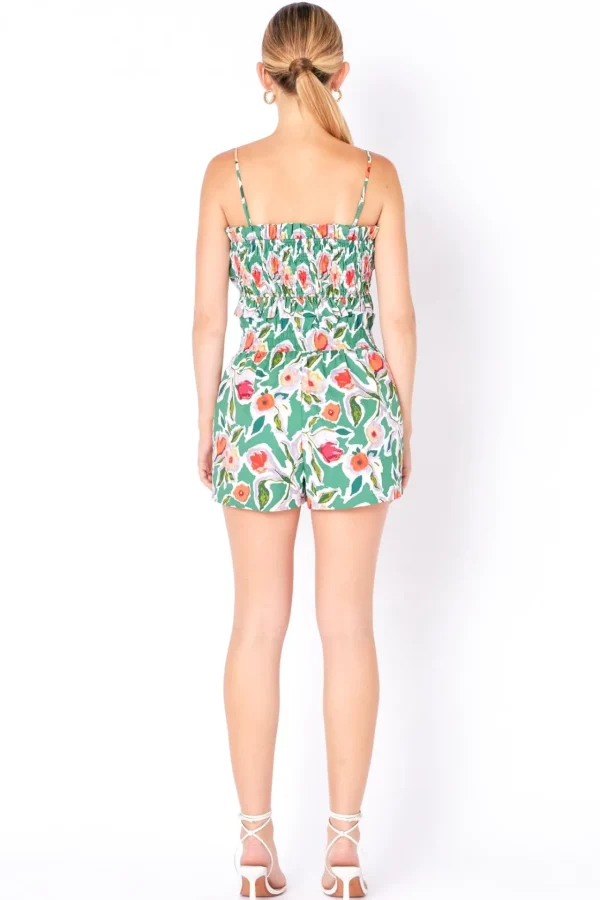 ENGLISH FACTORY Matching Sets | Shorts & Skorts*- Floral Print Shorts with Smocking MULTI