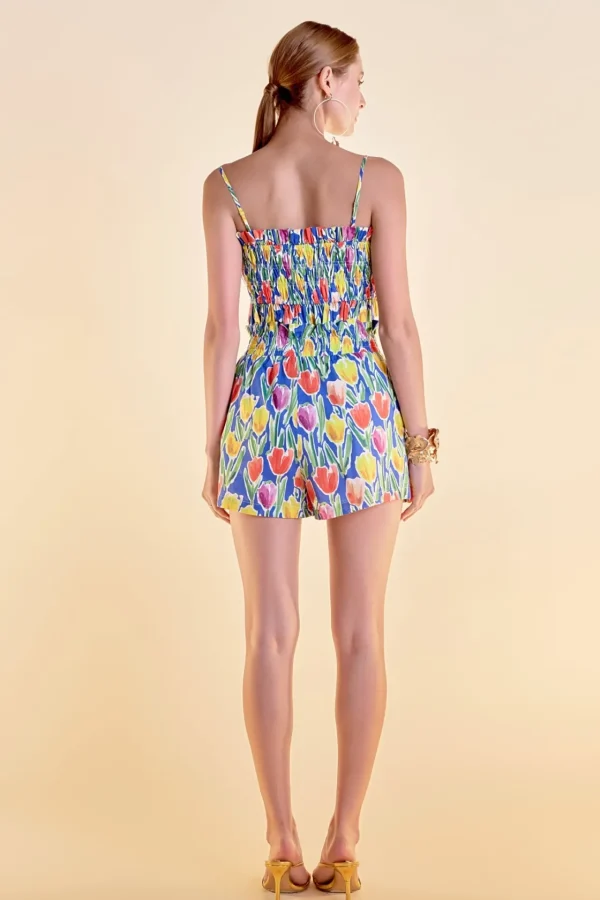 ENGLISH FACTORY Matching Sets | Shorts & Skorts*- Floral Print Ruffled Shorts with Smocking BLUEMULTI