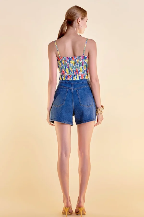 ENGLISH FACTORY Matching Sets | Tops*- Floral Print Ruffled Cropped Top BLUEMULTI