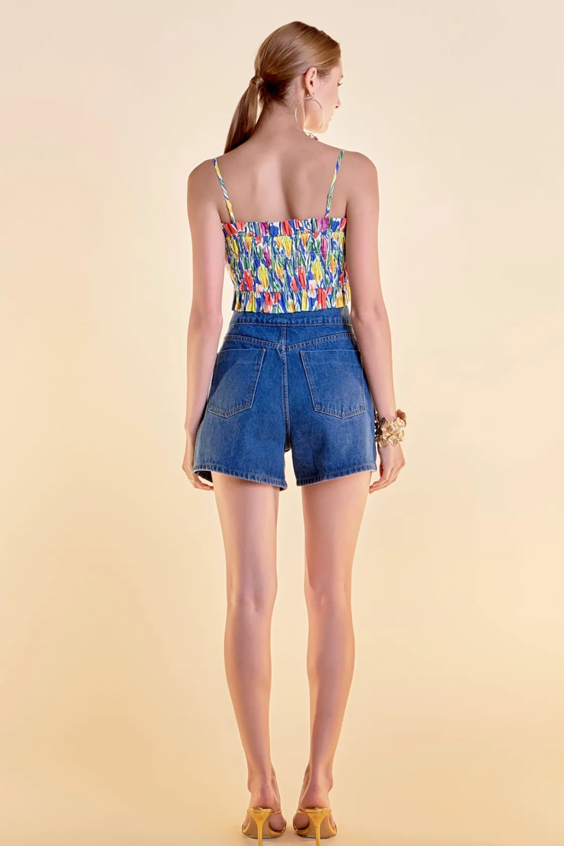 english_factory__floral_p_2-18.webp ENGLISH FACTORY Matching Sets | Tops*- Floral Print Ruffled Cropped Top BLUEMULTI