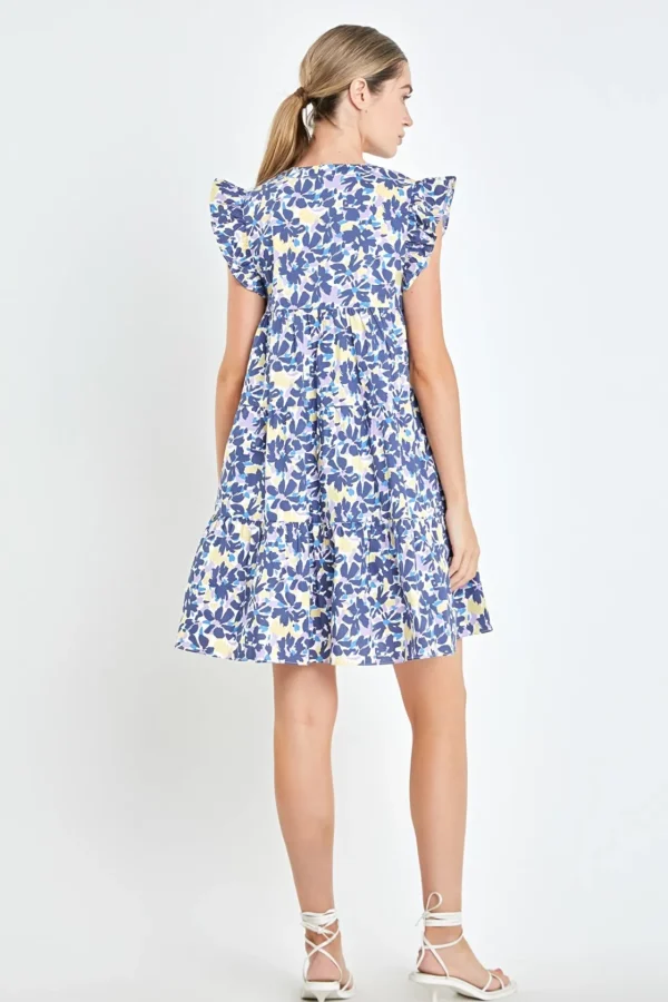ENGLISH FACTORY Floral Dresses*- Floral Prints Babydoll Mini Dress BLUEMULTI