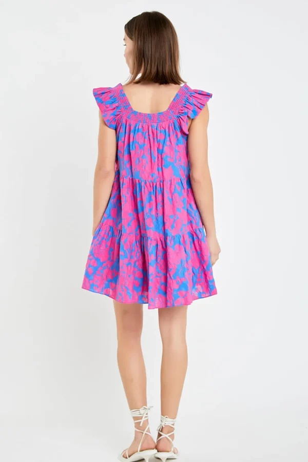 ENGLISH FACTORY Floral Dresses | Tops*- Floral Print Sleeveless Mini Dress BLUE/FUCHSIA