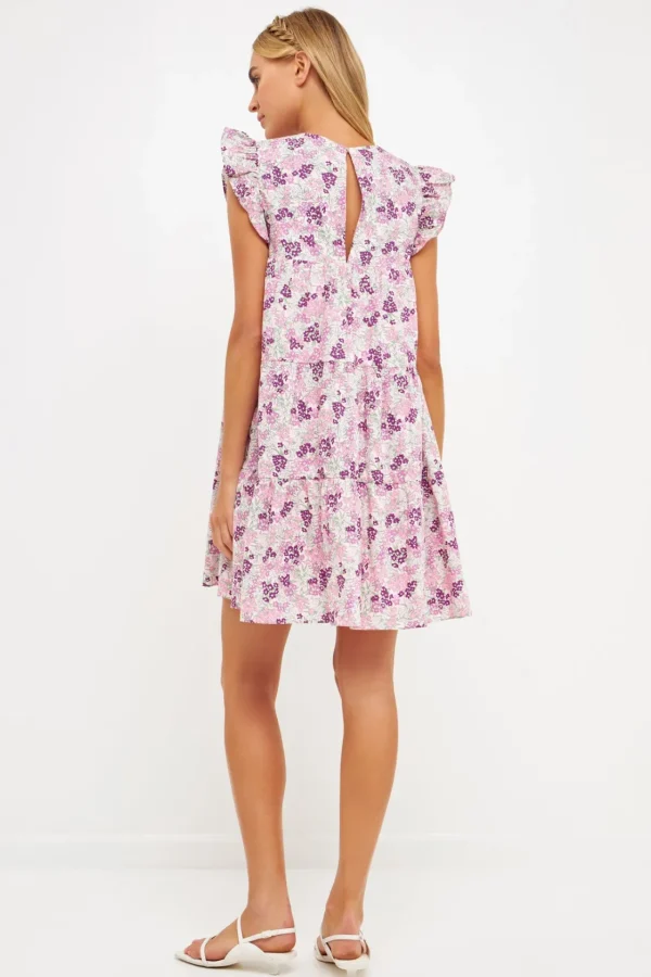 ENGLISH FACTORY Print Takeaway | Floral Dresses*- Floral Printed Babydoll Mini Dress PEONYPINK