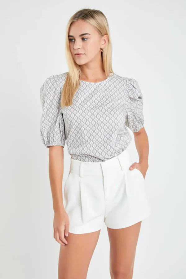 ENGLISH FACTORY Tops*- Floral Print Puff Sleeve Top MULTI