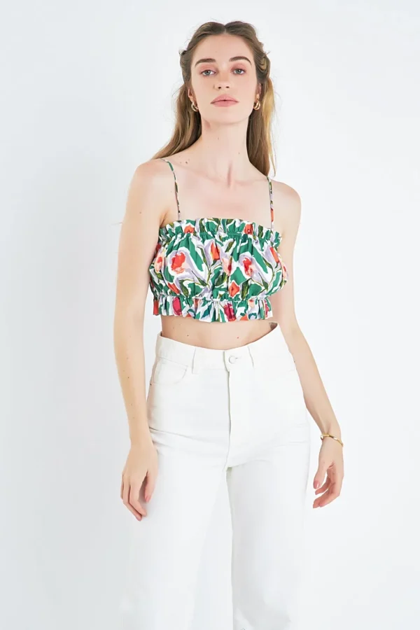 ENGLISH FACTORY Matching Sets | Tops*- Floral Print Cropped Top MULTI